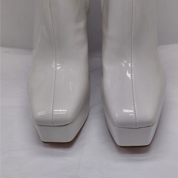 GUESS Byra Platform Ankle Boots Womens 7.5 Ivory Retro 70's Block High Heel Gogo - Picture 7 of 14